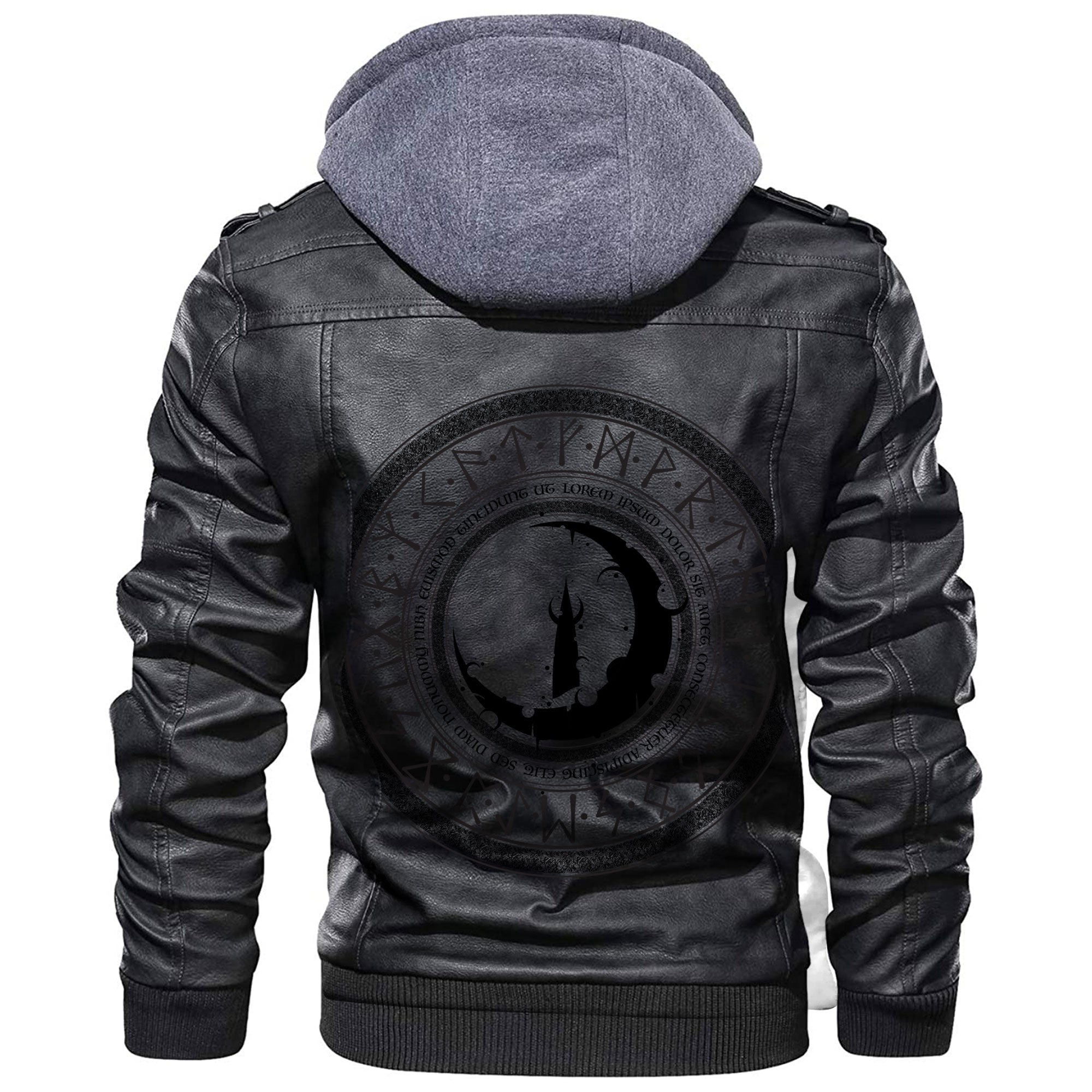 Viking Old Scandinavian Runic Grunge Letters Leather Jacket RLT12 - Wonder Print Shop