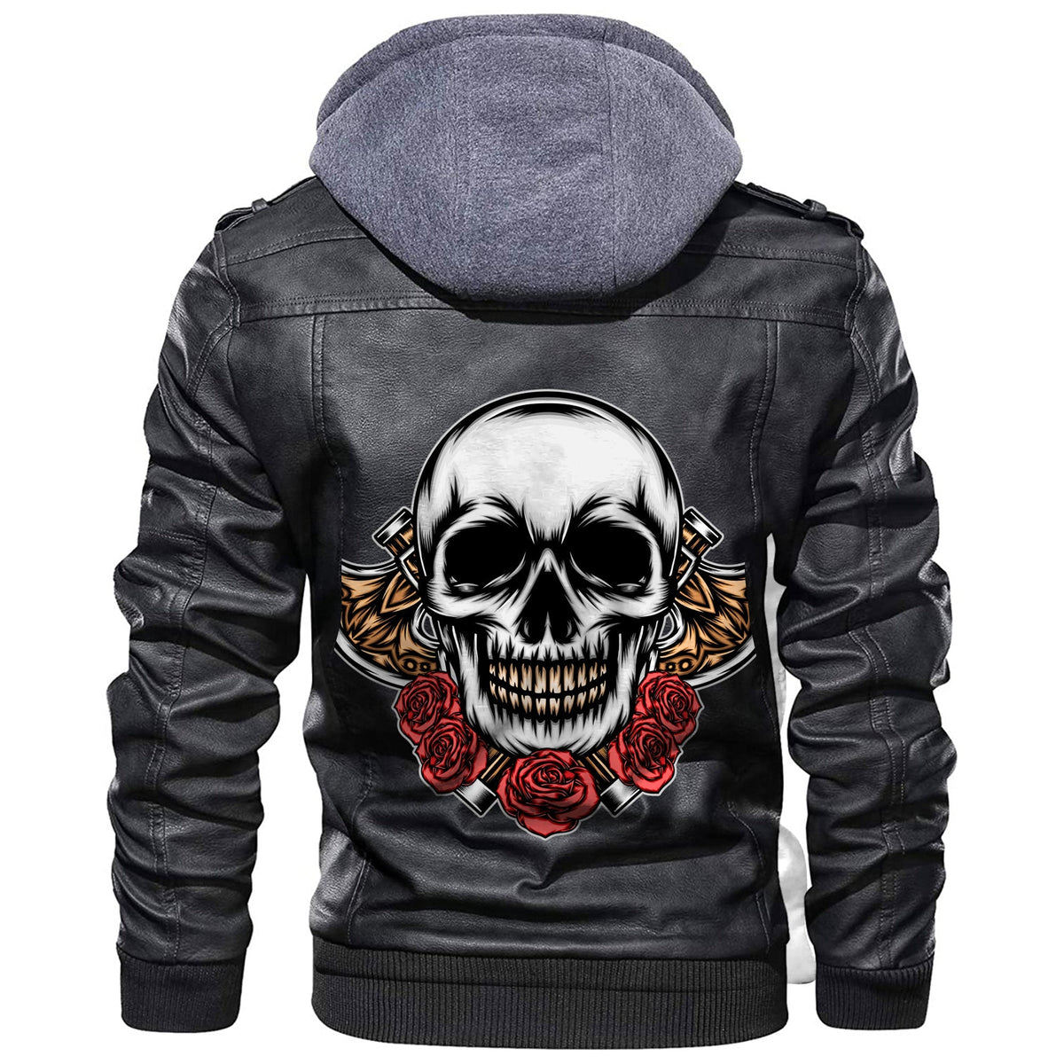 Viking Old Skeleton Head With Axe Premium Leather Jacket RLT12 - Wonder Print Shop