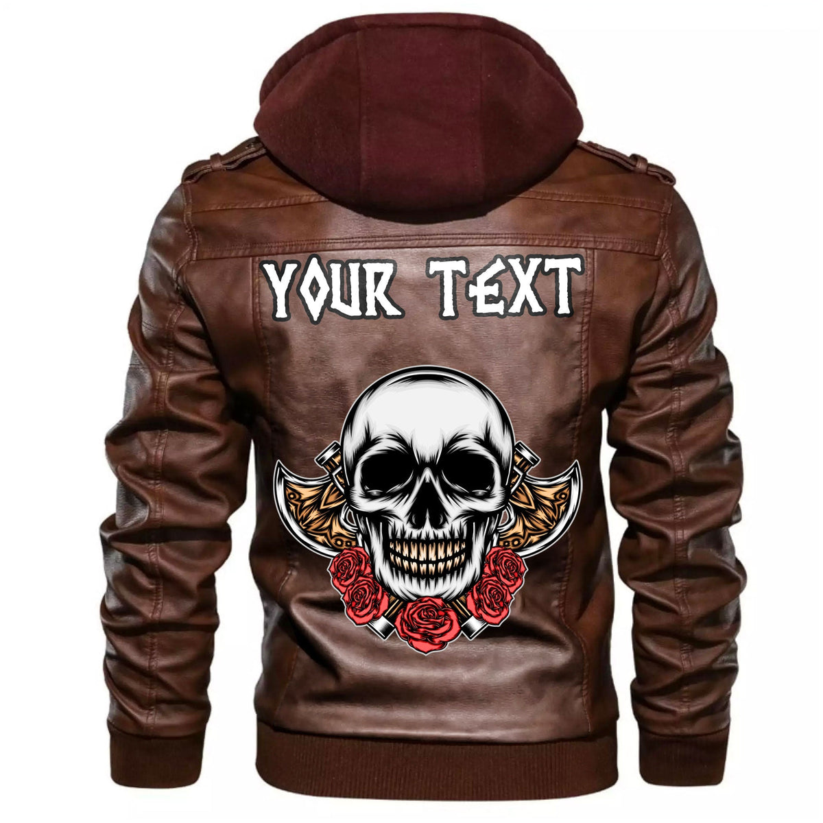 (Custom) Wonder Print Shop - Old Skeleton Head With Axe Premium Leather Jacket RLT12 - Wonder Print Shop