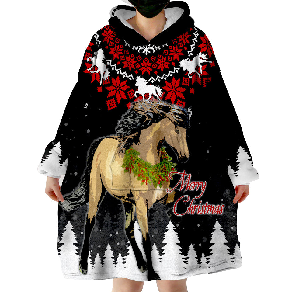 Iceland Christmas Wearable Hoodie Blanket Icelandic Horse - Do The Tolt - Wonder Print Shop