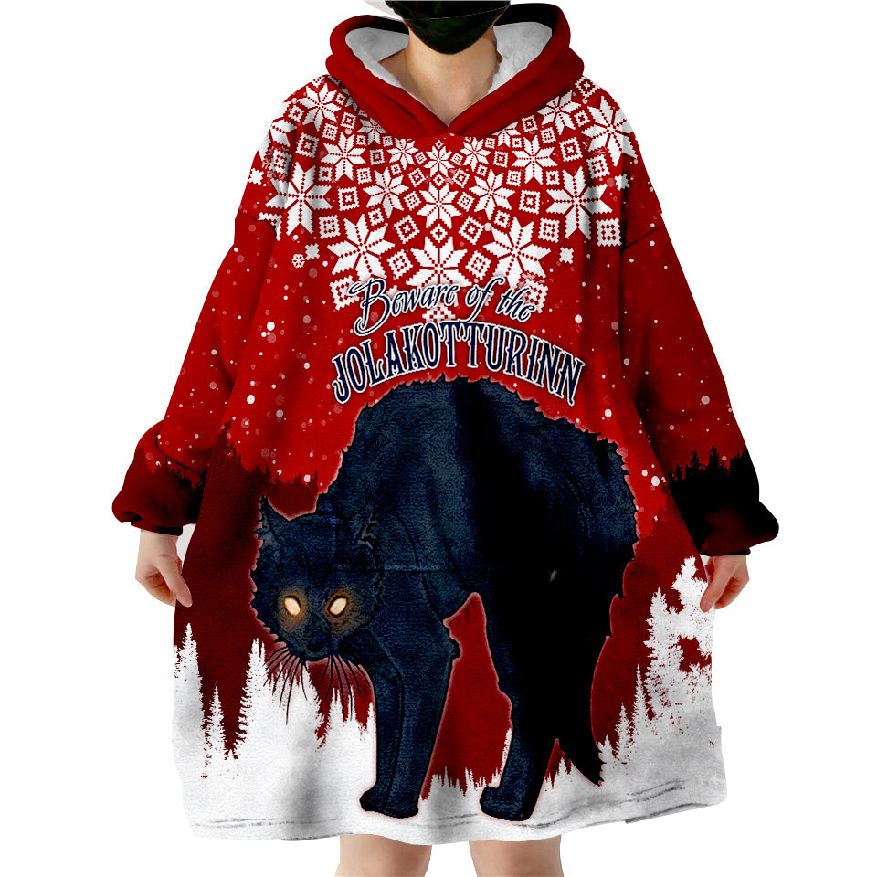 Iceland Christmas Wearable Hoodie Blanket Beware Jolakotturinn - Wonder Print Shop