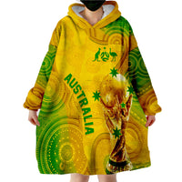 Personalised Australia Soccer WC 2022 Wearable Hoodie Blanket Aboriginal Socceroos - Wonder Print Shop