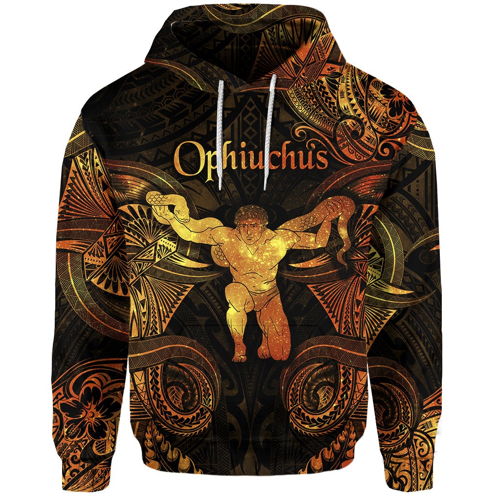 Custom Ophiuchus Zodiac Polynesian Hoodie Unique Style Gold LT8 - Wonder Print Shop