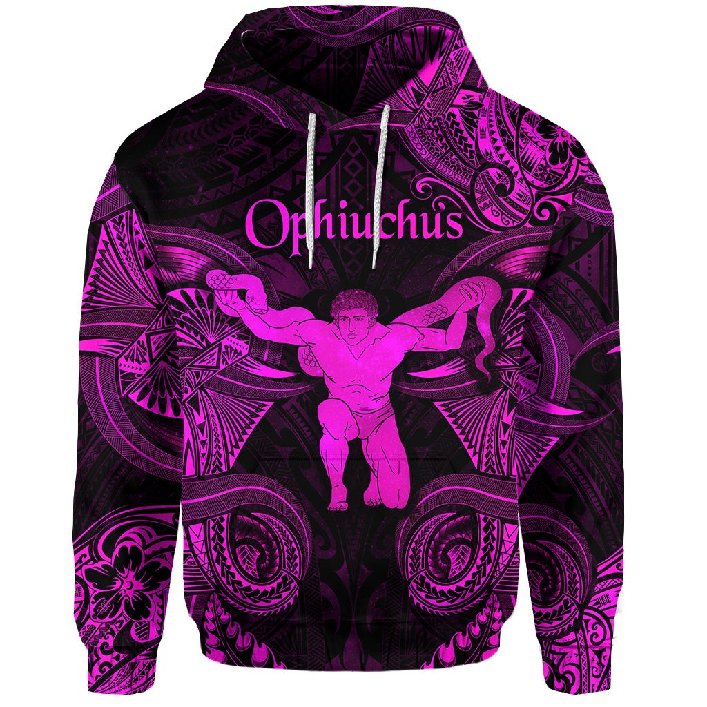 Custom Ophiuchus Zodiac Polynesian Hoodie Unique Style Pink LT8 - Wonder Print Shop