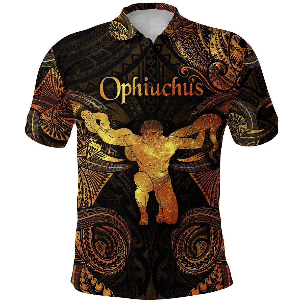 Ophiuchus Zodiac Polynesian Polo Shirt Unique Style Gold LT8 - Wonder Print Shop
