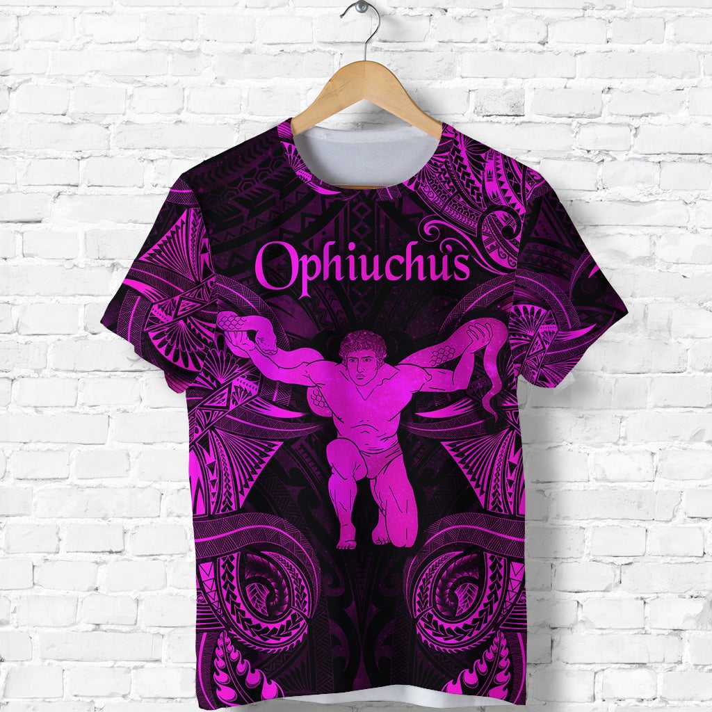 Custom Ophiuchus Zodiac Polynesian T Shirt Unique Style Pink LT8 - Wonder Print Shop