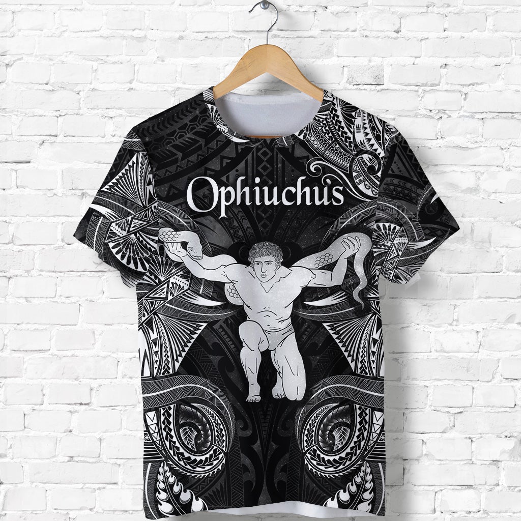 Custom Ophiuchus Zodiac Polynesian T Shirt Unique Style Black LT8 - Wonder Print Shop