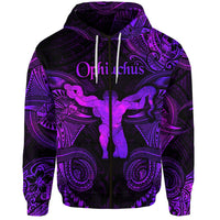 Custom Ophiuchus Zodiac Polynesian Zip Hoodie Unique Style Purple LT8 - Wonder Print Shop