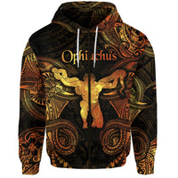 Custom Ophiuchus Zodiac Polynesian Zip Hoodie Unique Style Gold LT8 - Wonder Print Shop