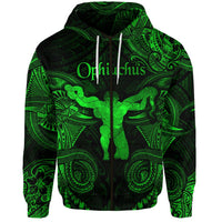 Custom Ophiuchus Zodiac Polynesian Zip Hoodie Unique Style Green LT8 - Wonder Print Shop