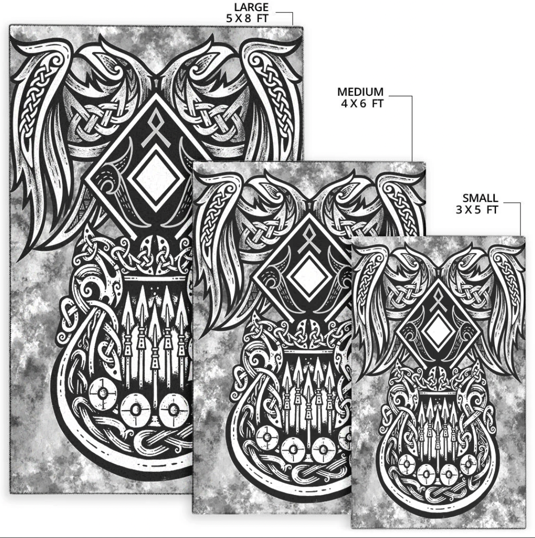 Viking Area Rug Othala and Raven Area Rug RLT12 - Wonder Print Shop