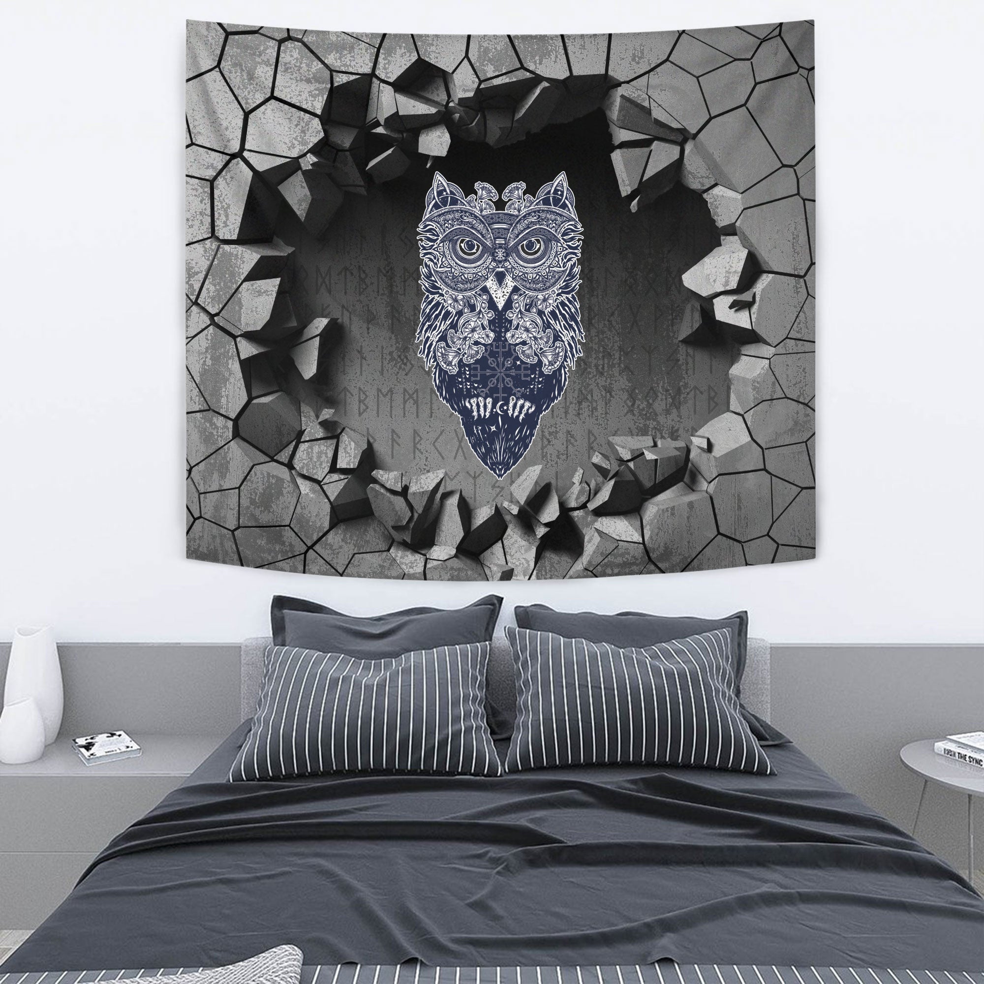 Viking Tapestry - Old Scandinavian Runic Grunge Letters Tapestry RLT12 - Wonder Print Shop