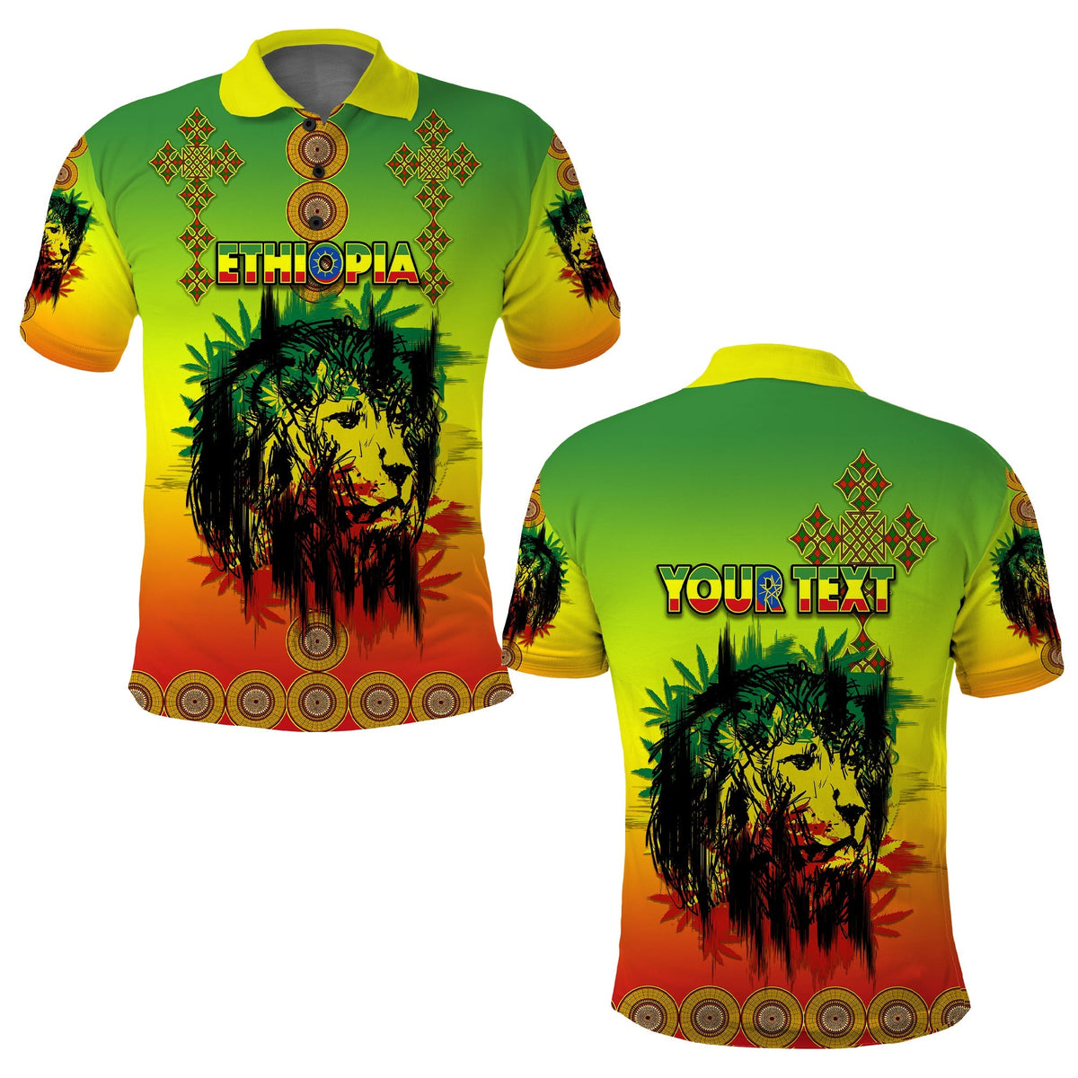 Custom Ethiopia Polo Shirt Cross Mix Lion Colorful Style - Wonder Print Shop