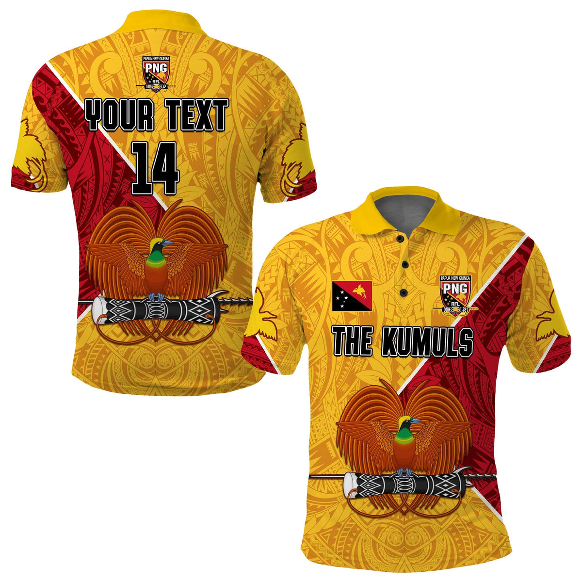(Custom Text and Number) The Kumuls PNG Polo Shirt KID Papua New Guinea Polynesian Dynamic Style - Wonder Print Shop