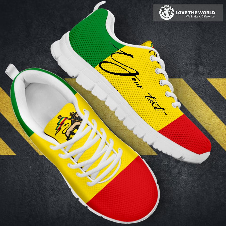 (Custom) Ethiopia Sneakers Flag Lion Personal Signature - Wonder Print Shop