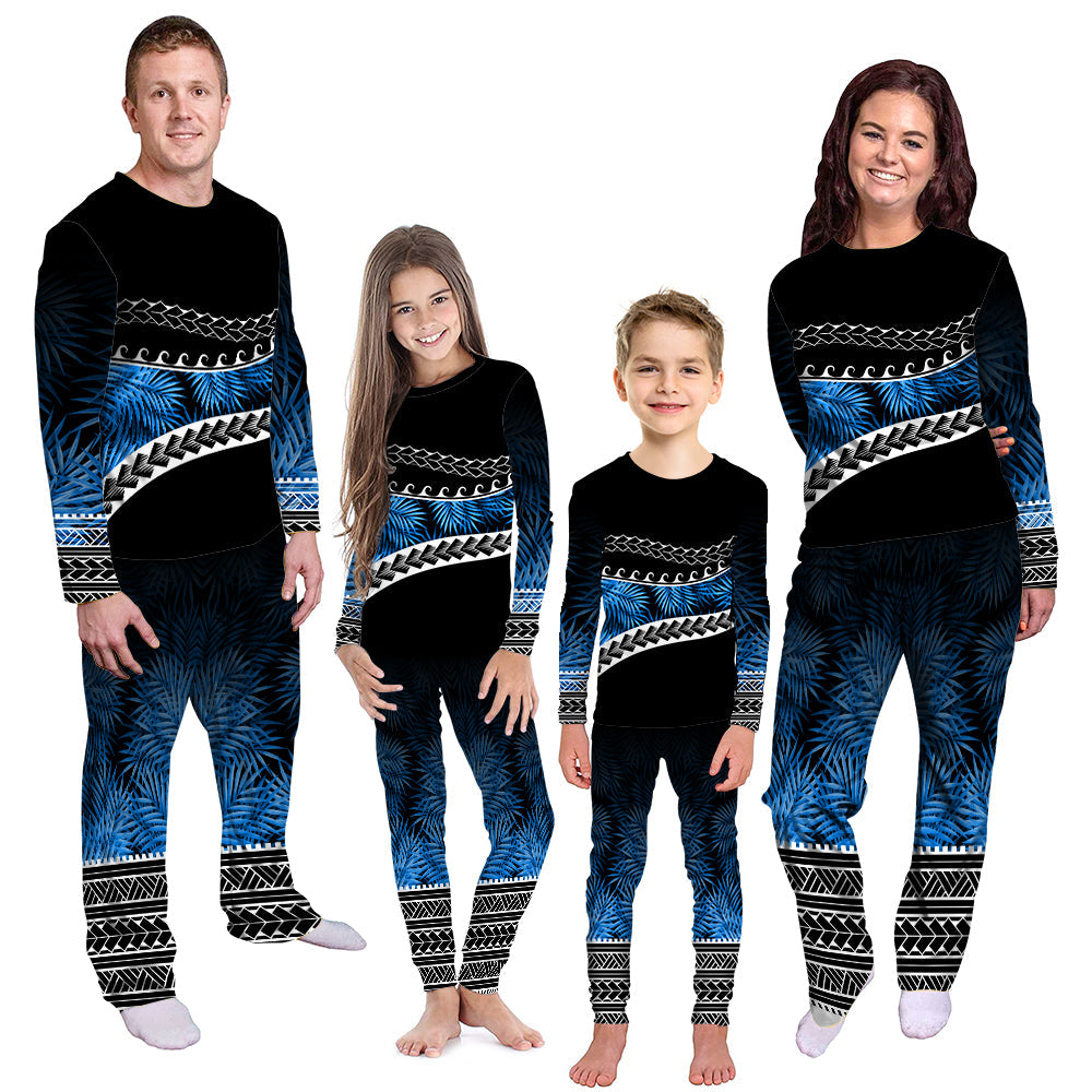 polynesian-pattern-pajama-set-palm-style-blue