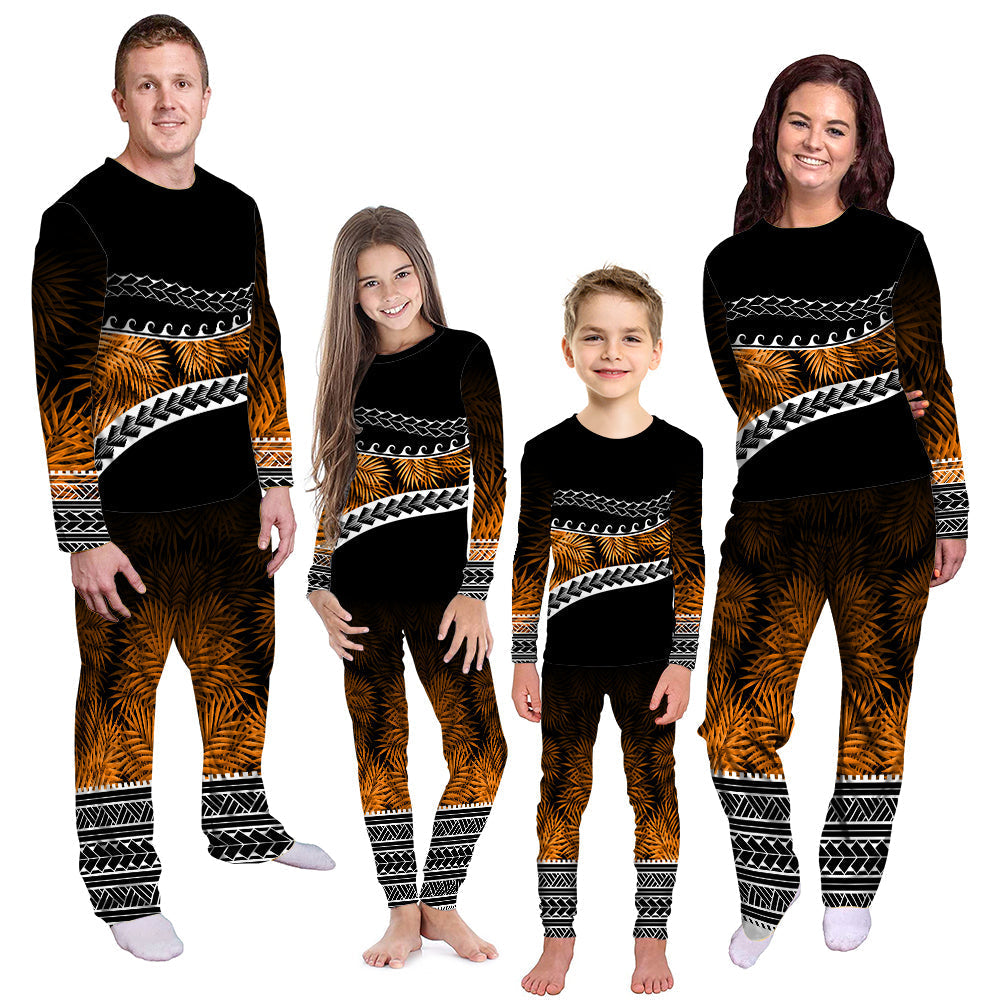 polynesian-pattern-pajama-set-palm-style-orange