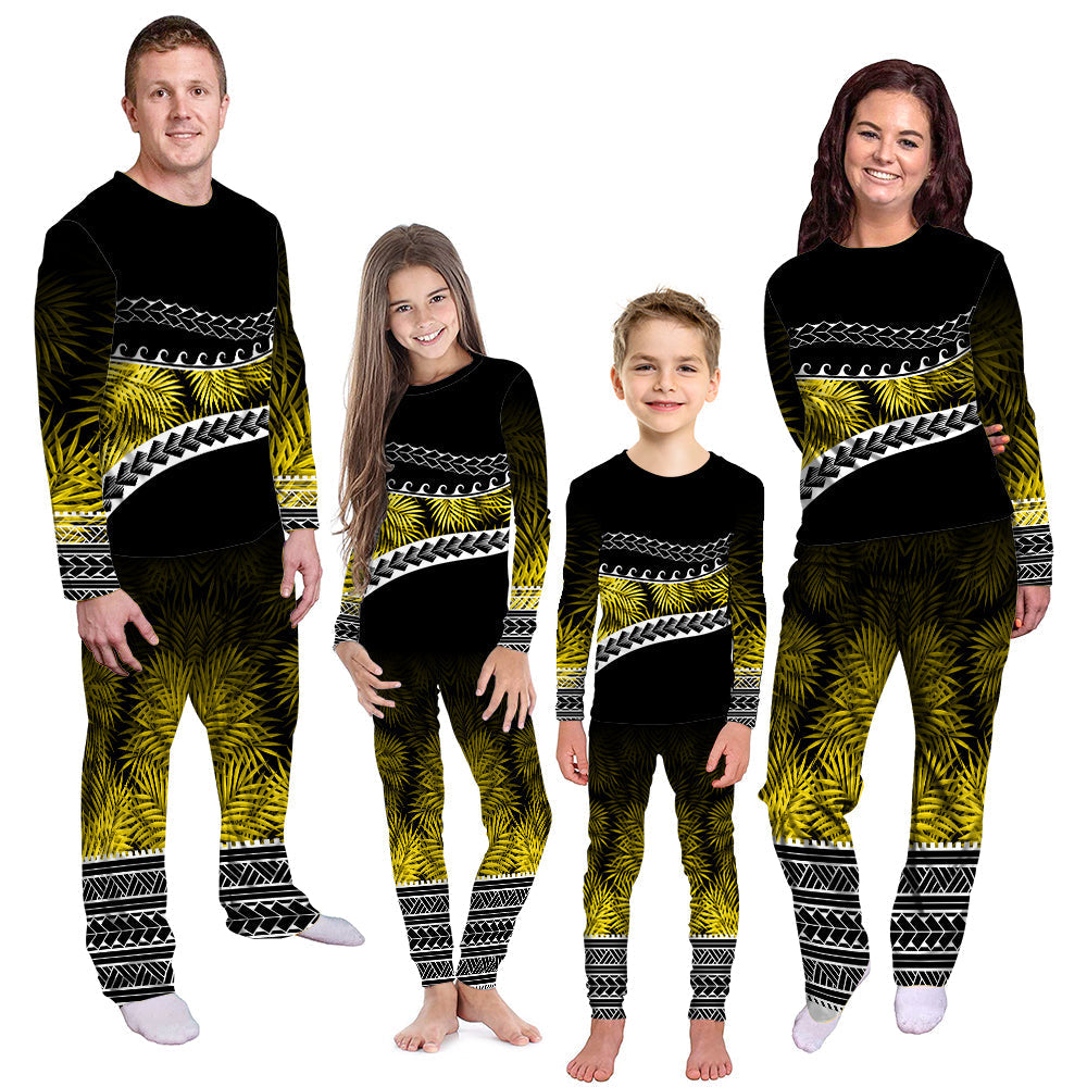 polynesian-pattern-pajama-set-palm-style-yellow