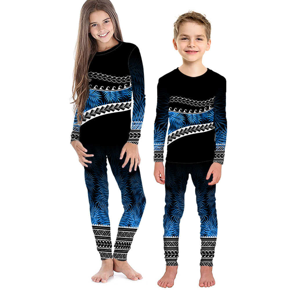polynesian-pattern-pajama-set-kid-palm-style-blue
