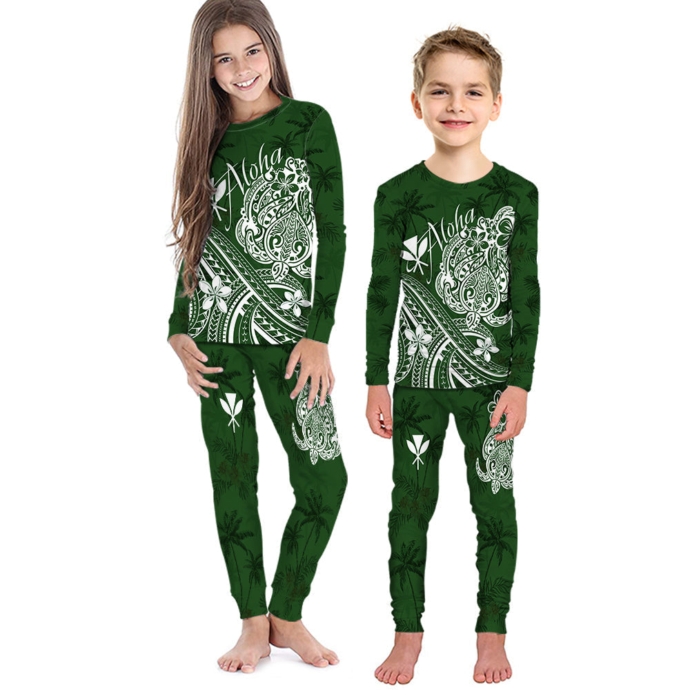 hawaii-aloha-pajama-set-kid-palm-trees-mix-turtle-green