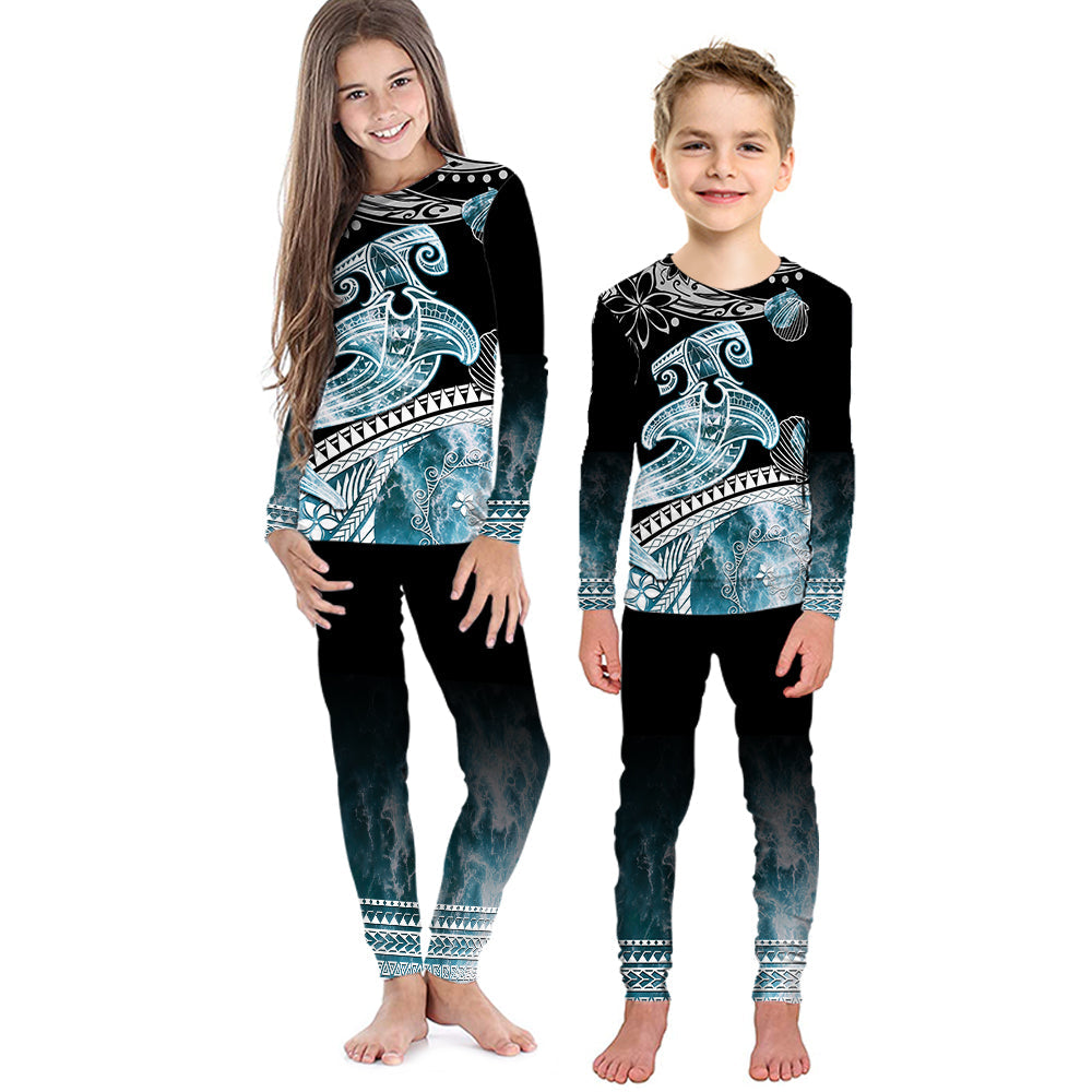 polynesian-pajama-set-kid-ocean-waves-style-hammerhead-shark