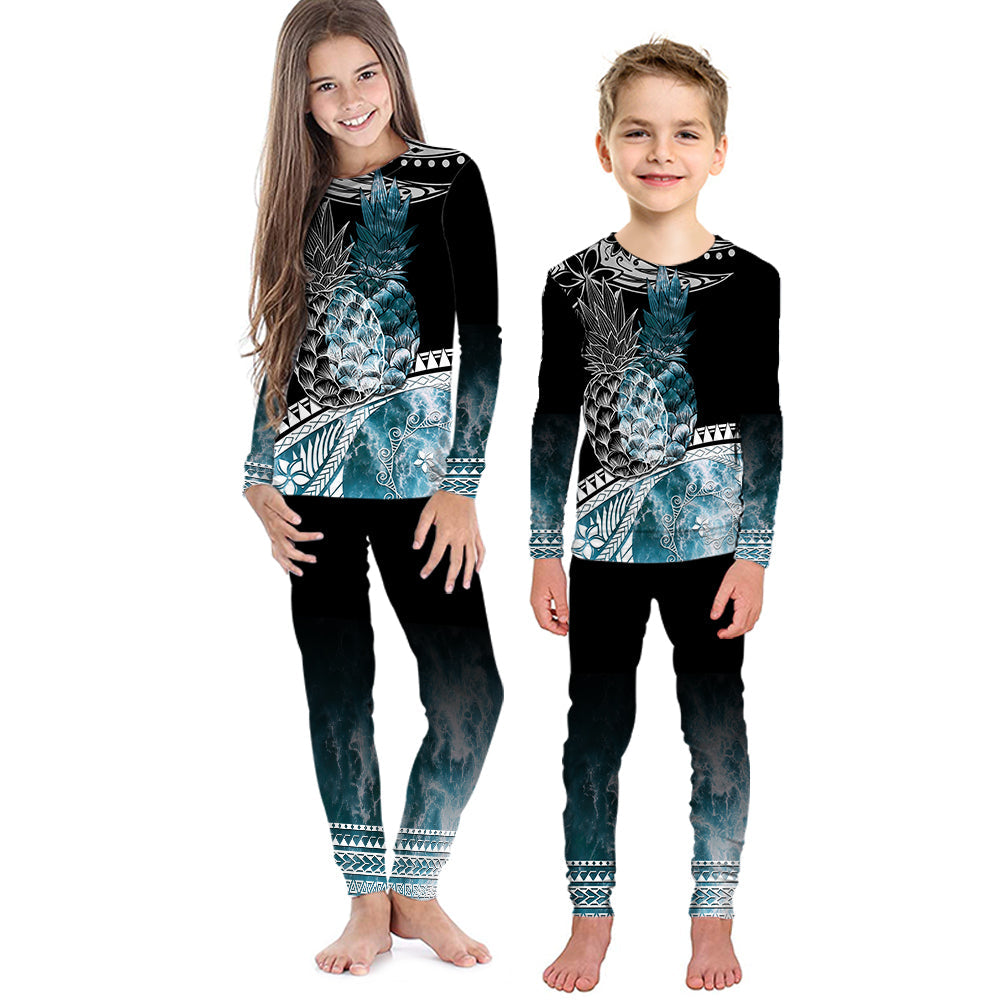 polynesian-pajama-set-kid-ocean-waves-style-pineapple