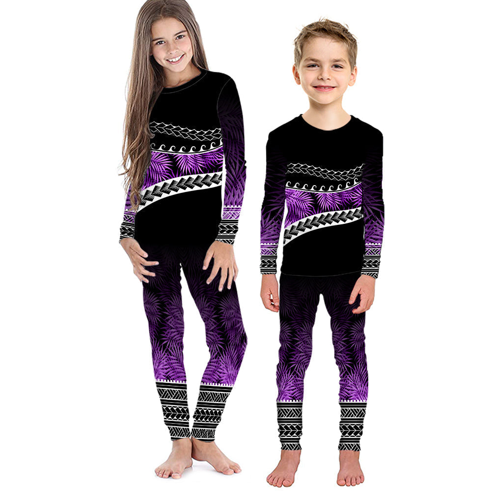 polynesian-pattern-pajama-set-kid-palm-style-purple