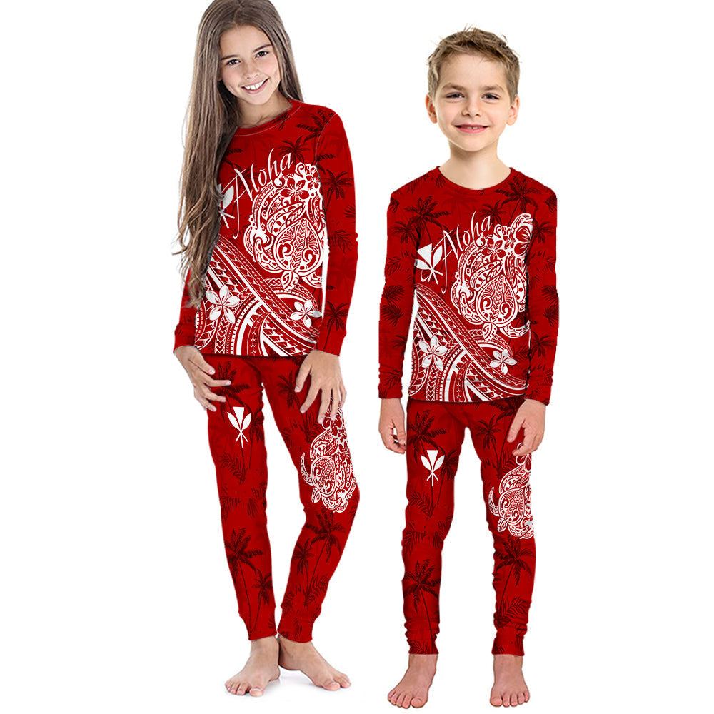 hawaii-aloha-pajama-set-kid-palm-trees-mix-turtle-red