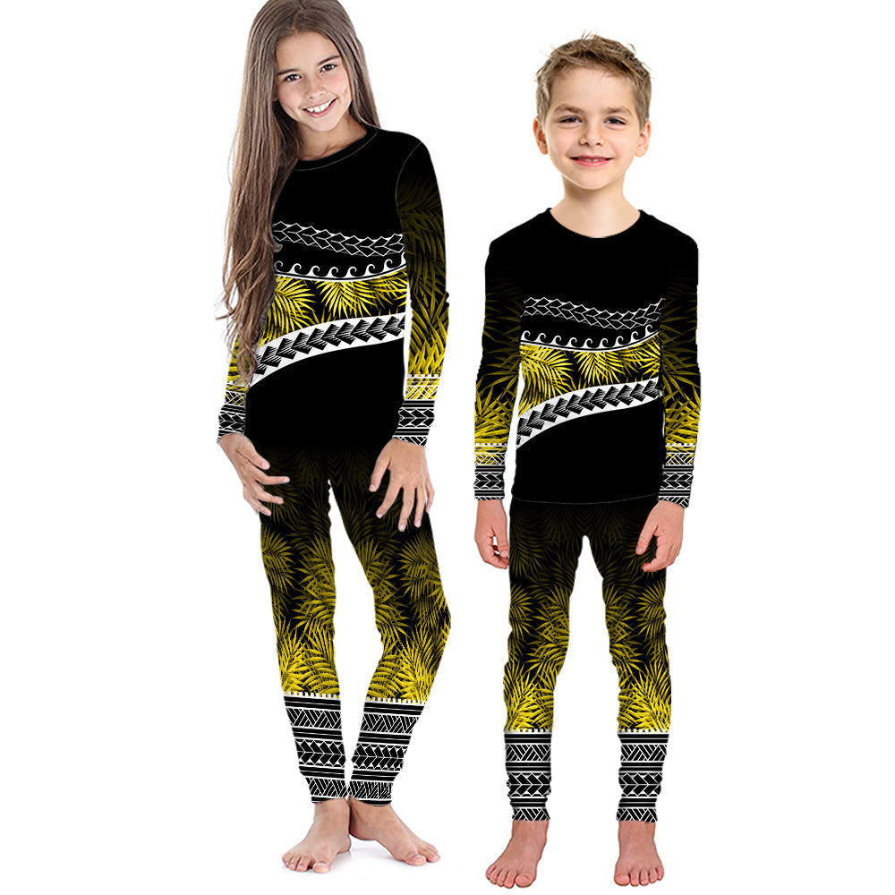 polynesian-pattern-pajama-set-kid-palm-style-yellow