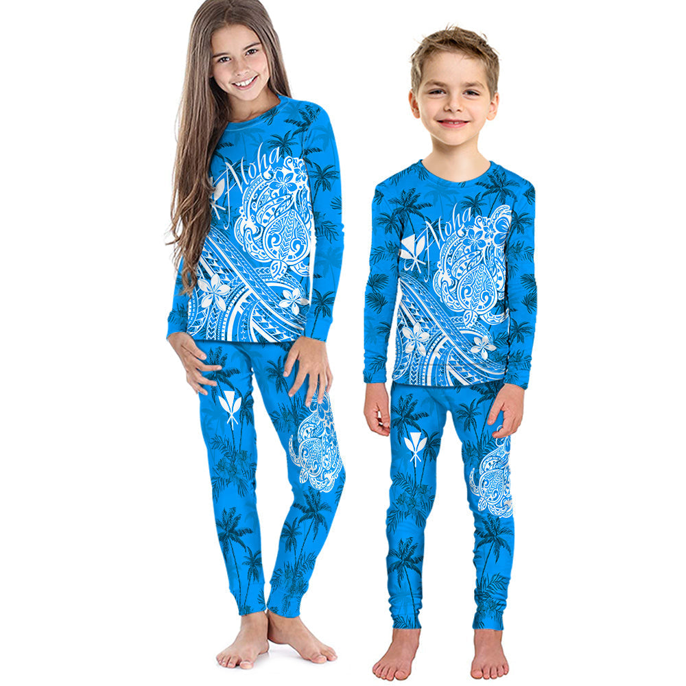 hawaii-aloha-pajama-set-kid-palm-trees-mix-turtle-blue