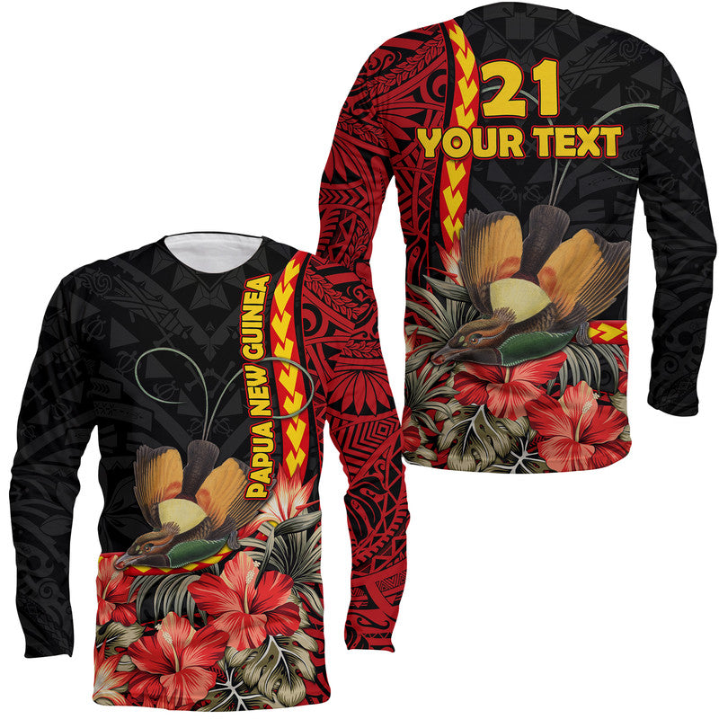 Custom Personalised Papua New Guinea Long Sleeve Shirt Unique Bird With Tropical Vintage Plant - Wonder Print Shop