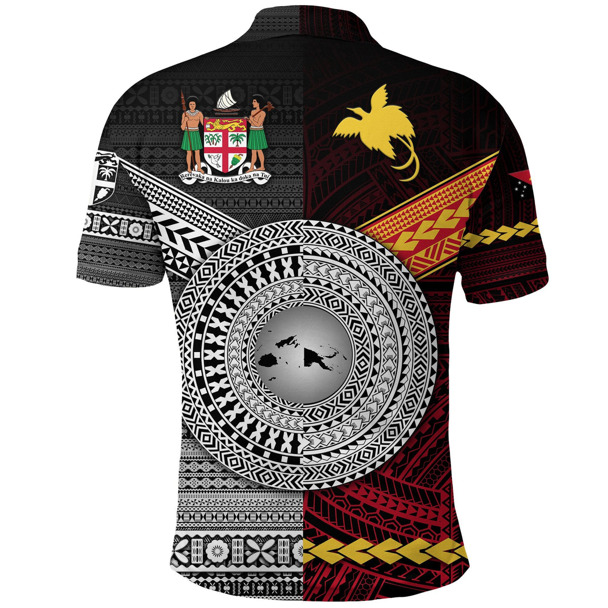 Custom Papua New Guinea Polynesian And Fiji Tapa Polo Shirt Together Black LT8 - Wonder Print Shop