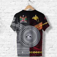 Custom Papua New Guinea And Fiji T Shirt Together Black LT8 - Wonder Print Shop