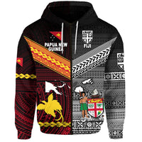 Custom Papua New Guinea Polynesian And Fiji Tapa Zip Hoodie Together Black, Custom Text And Number LT8 - Wonder Print Shop
