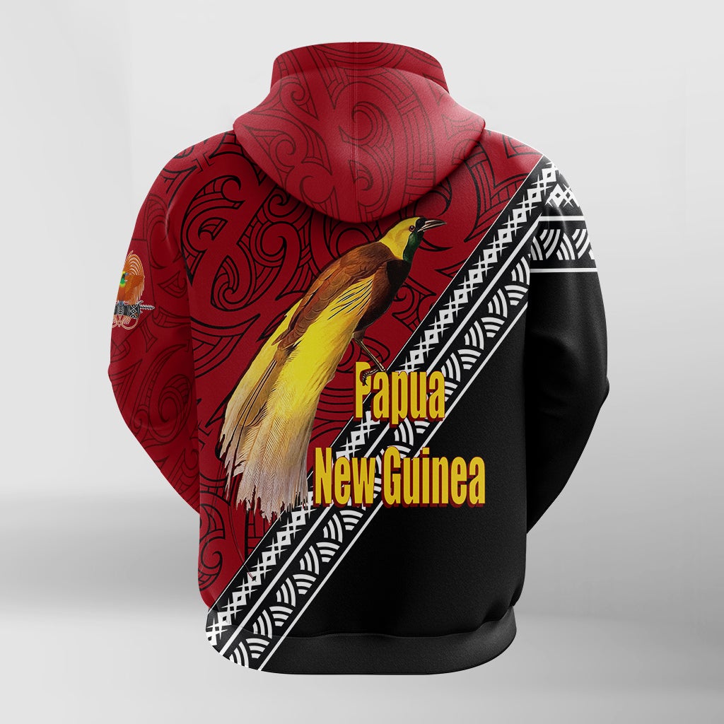 Custom Papua New Guinea Bird of Paradise with Polynesian Pattern Zip Up Hoodie - Wonder Print Shop