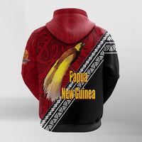 Custom Papua New Guinea Bird of Paradise with Polynesian Pattern Zip Up Hoodie - Wonder Print Shop