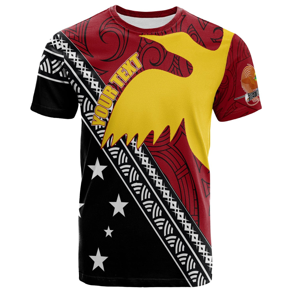 Custom Papua New Guinea Bird of Paradise with Polynesian Pattern T Shirt - Wonder Print Shop