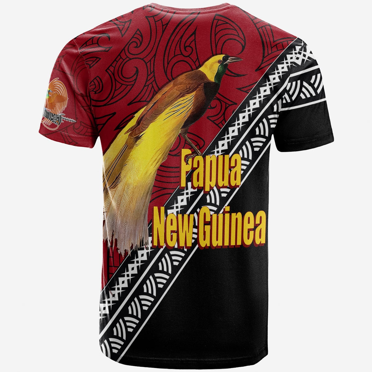 Custom Papua New Guinea Bird of Paradise with Polynesian Pattern T Shirt - Wonder Print Shop