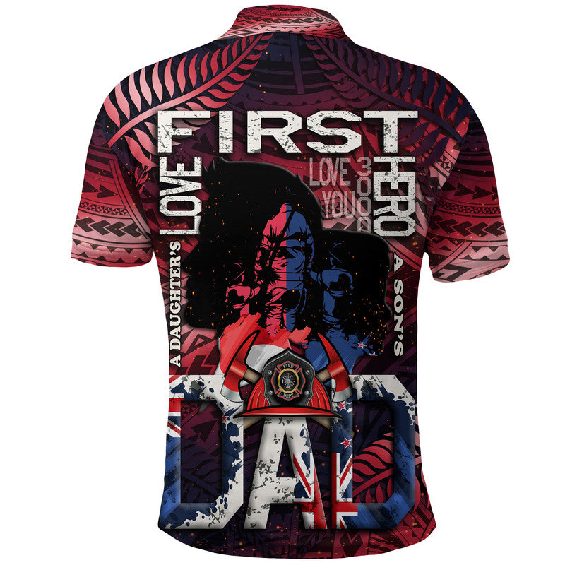Fathers Day New Zealand Firefighter Dad Polo Shirt Maori Pattern Style - Wonder Print Shop