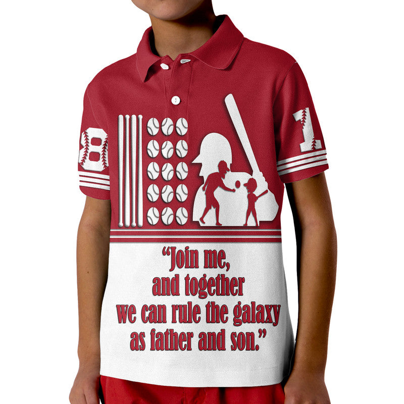 Custom Fathers Day America Dad and Son Baseball Player T Shirt Red No.2 - Wonder Print Shop