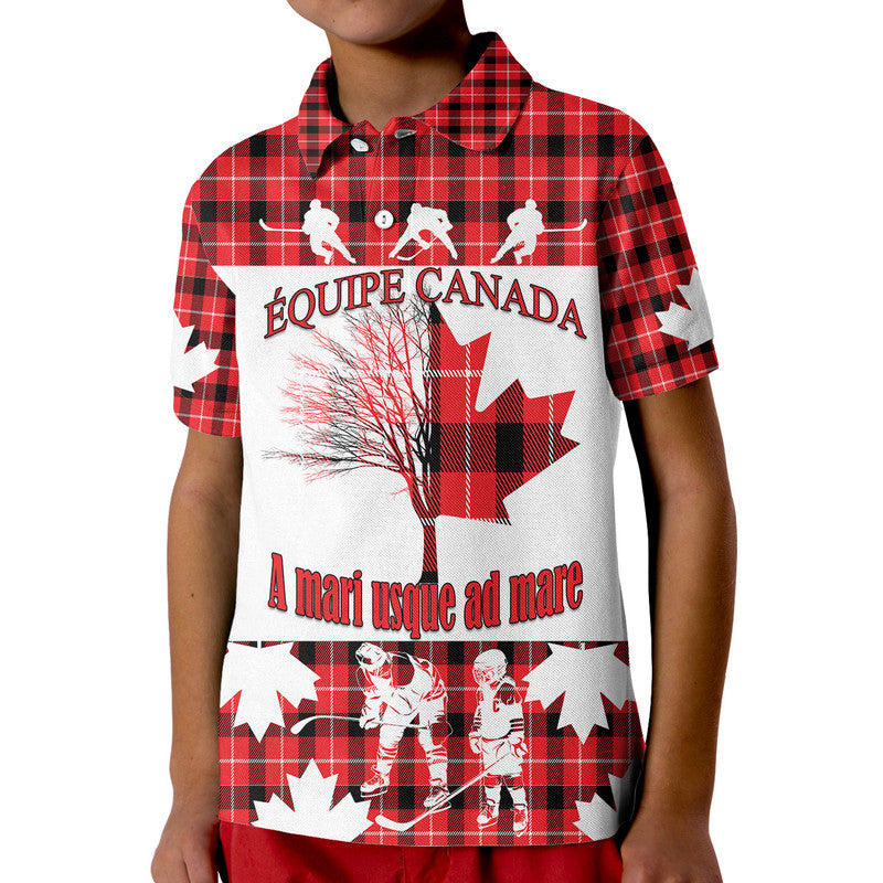 Custom Fathers Day Canada Hockey Polo Shirt Maple Leaf Tartan - Wonder Print Shop