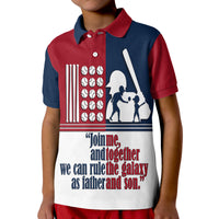 Custom Fathers Day America Dad and Son Baseball Player Polo Shirt Mixed Blue and Red - Wonder Print Shop
