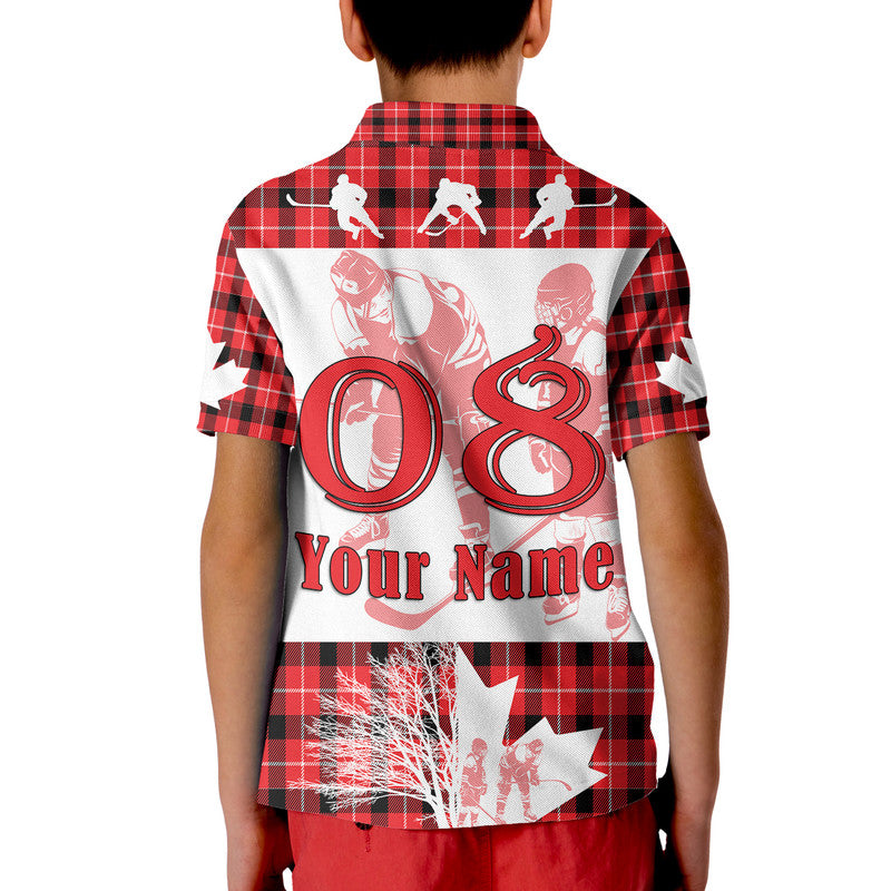 Custom Fathers Day Canada Hockey Polo Shirt Maple Leaf Tartan - Wonder Print Shop