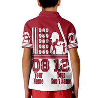Custom Fathers Day America Dad and Son Baseball Player Polo Shirt Red No.1 - Wonder Print Shop