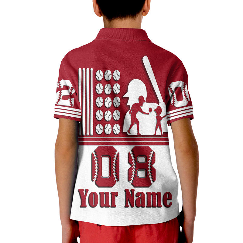 Custom Fathers Day America Dad and Son Baseball Player T Shirt Red No.2 - Wonder Print Shop