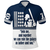 Custom Fathers Day America Dad and Son Baseball Player Polo Shirt Blue No.2 - Wonder Print Shop
