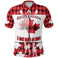 Custom Fathers Day Canada Hockey Polo Shirt Maple Leaf Tartan - Wonder Print Shop