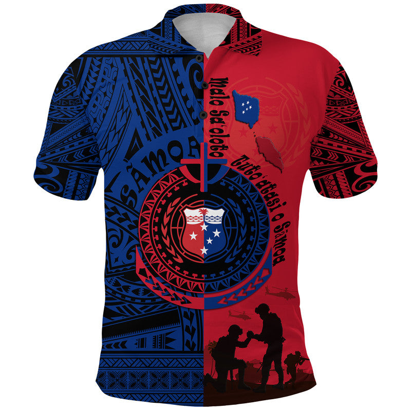 Custom Samoa Polo Shirt Independence Day Military Polynesian Pattern - Wonder Print Shop