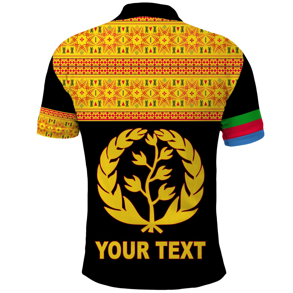 Custom Eritrea Tibeb Polo Shirt Eritrean Cross Mix Flag Version Black LT13 - Wonder Print Shop