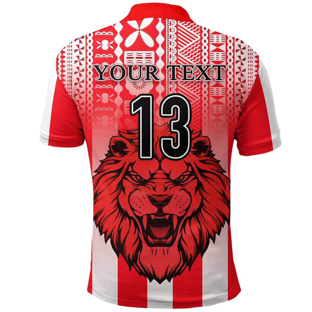 Custom Football LABASA FA Polo Shirt Red Lion Custom Fiji Text and Number LT13 - Wonder Print Shop
